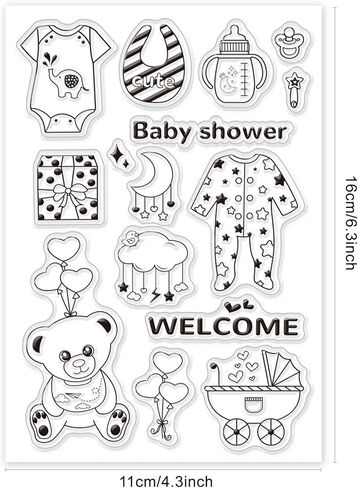 ختم ختم سيليكون شفاف ترحيب الطفل طوابع شفافة من GLOBLELAND لصنع البطاقات وتزيين سجل القصاصات DIY in Kuwait