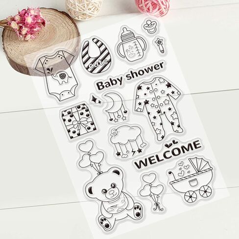 ختم ختم سيليكون شفاف ترحيب الطفل طوابع شفافة من GLOBLELAND لصنع البطاقات وتزيين سجل القصاصات DIY in Kuwait