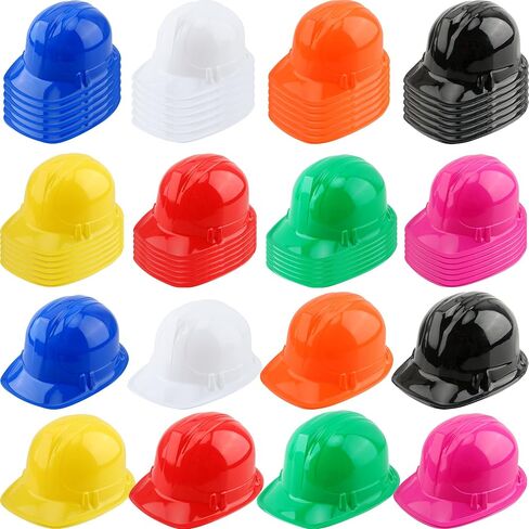 56 Pieces Kids Toy Construction Hats Bulk Plastic Construction Hats Worker Hard Hat for Boys Girls Party Supplies in Kuwait