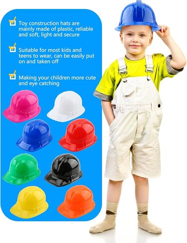56 Pieces Kids Toy Construction Hats Bulk Plastic Construction Hats Worker Hard Hat for Boys Girls Party Supplies in Kuwait
