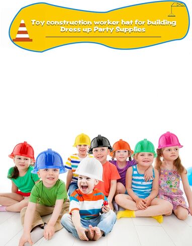 56 Pieces Kids Toy Construction Hats Bulk Plastic Construction Hats Worker Hard Hat for Boys Girls Party Supplies in Kuwait