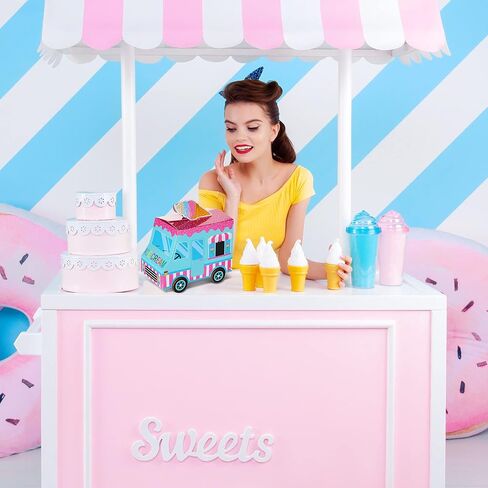 16 Pieces Ice Cream Party Favor Boxes Ice Cream Truck Shape Treat Boxes Summer Goodie Candy Boxes Sprinkles Themed Baby Shower Kids Birthday Party Centerpieces Table Decor Supplies in Saudi Arabia