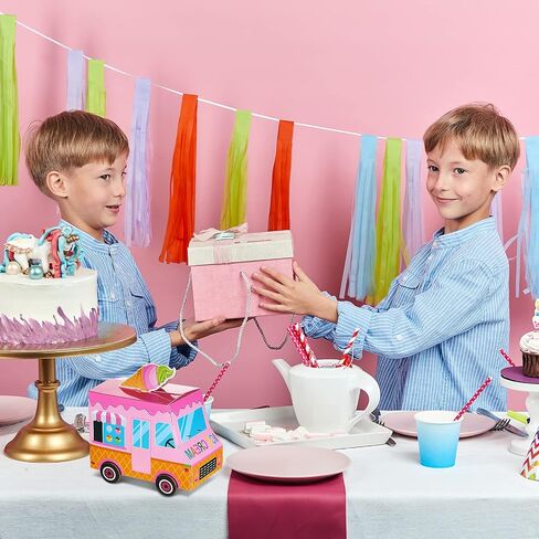 16 Pieces Ice Cream Party Favor Boxes Ice Cream Truck Shape Treat Boxes Summer Goodie Candy Boxes Sprinkles Themed Baby Shower Kids Birthday Party Centerpieces Table Decor Supplies in Saudi Arabia