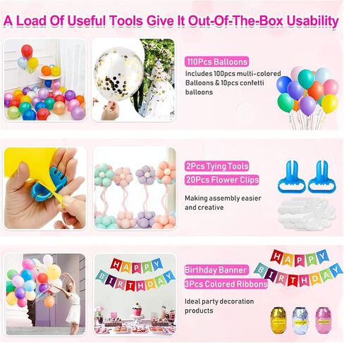 Balloon Pump and Balloon Arch Kit 172Pcs, Portable Balloon Air Pump with 12Ft Balloon Arch Stand and 110Pcs Balloons for Party Decoration Birthday Wedding Christmas Festival in Saudi Arabia