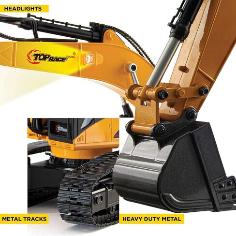 حفارات RC من توب ريس V4 معدنية بالكامل للبالغين - حفار هيدروليكي للتحكم عن بعد للبالغين - مركبات بناء قابلة لإعادة الشحن للأطفال - شاحنة لعبة محاكاة للدخان، سعة 180 رطل، متوافقة مع أليكسا in Kuwait