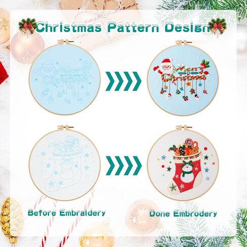4 مجموعات طقم تطريز عيد الميلاد مع نمط وتعليمات طقم تطريز للمبتدئين تطريز نمط عيد الميلاد خيوط ملونة طقم إبرة للمبتدئين لوازم هدايا التطريز in Kuwait