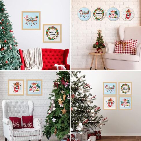 4 مجموعات طقم تطريز عيد الميلاد مع نمط وتعليمات طقم تطريز للمبتدئين تطريز نمط عيد الميلاد خيوط ملونة طقم إبرة للمبتدئين لوازم هدايا التطريز in Kuwait