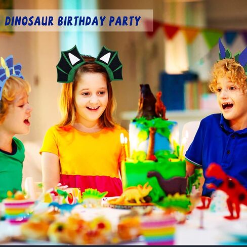 8Pcs Dinosaur Dragon Headbands, Animal Halloween Costume Accessory, Girls Boys Dino Birthday Party Supplies Favors Decorations Toys, Felt Party Hats Tiara for Kids Toddler Children Dress Up Photo Booth in Kuwait