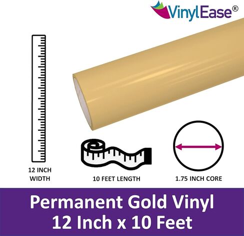 فينيل إيز 12 بوصة × 10 أقدام ذهبي لامع لاصق دائم لـ Cricut ، صورة ظلية ، لغز ، كرافت روبو ، كويكتز ، كرافت أوتز ، قصاصات الحرف اليدوية، Die Cutters ، Sign Plotters - V9242 in Kuwait