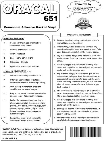 12"x12" Black Permanent Adhesive Backed Vinyl Sheets, 5 Pack Gloss Oracal 651 Vinyl Black for Indoor/Outdoor Marking, Lettering, Decorating, Signs, Decals, Window Graphics for Cricut, Silhouette in Saudi Arabia