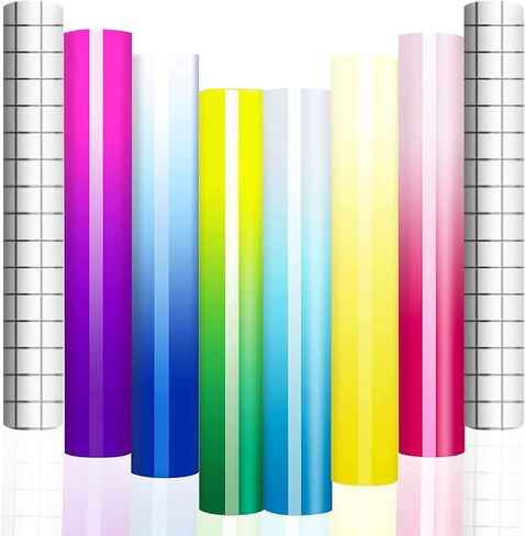 Cold Color Changing Vinyl for Cricut, Permanent Adhesive Vinyl 6 Sheets-12" x 10" Cold Color Changing Vinyl & 2 Transfer Tape Sheets for Craft Cutter, Self Adhesive Vinyl for Cricut (Cold Changing) in Kuwait