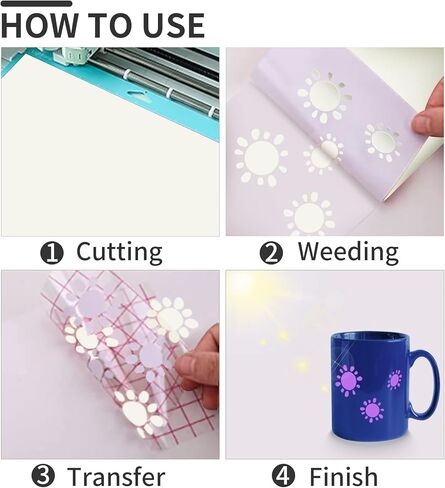 Cold Color Changing Vinyl for Cricut, Permanent Adhesive Vinyl 6 Sheets-12" x 10" Cold Color Changing Vinyl & 2 Transfer Tape Sheets for Craft Cutter, Self Adhesive Vinyl for Cricut (Cold Changing) in Kuwait