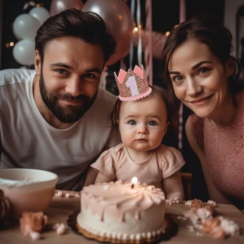قبعة تاج لامعة لعيد الميلاد الأول، زي فتاة عيد الميلاد الأول، قبعة حفلات كيك سماش in Kuwait