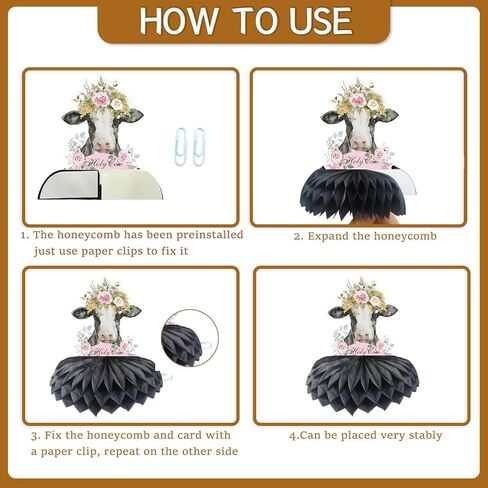 ديكورات حفلات بقرة Rakuto - 9 قطع من قطع قرص العسل البقري ديكورات مركزية لطيفة على شكل بقرة عيد ميلاد وديكورات طاولات حفلات بقرة وديكورات استحمام للأطفال في المزرعة ومستلزمات تزيين الحفلات in Kuwait