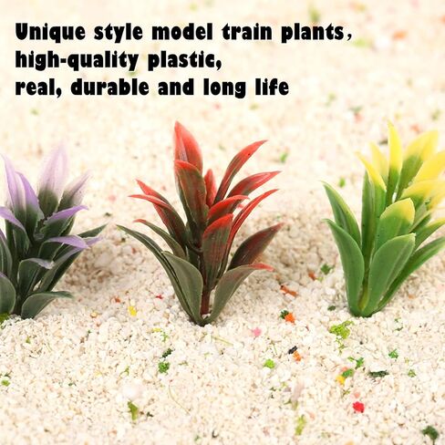 Yetaha 100PCS Mixed Model Plants Colorful Flowering Plants Railway Park Garden Scene Architecture Ornament Scenery Railroad Layout Scene Decoration, Height 4cm/1.57inch in Saudi Arabia