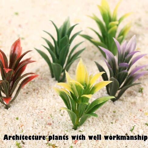 Yetaha 100PCS Mixed Model Plants Colorful Flowering Plants Railway Park Garden Scene Architecture Ornament Scenery Railroad Layout Scene Decoration, Height 4cm/1.57inch in Saudi Arabia