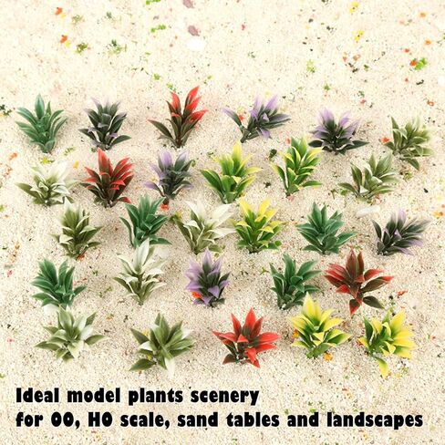 Yetaha 100PCS Mixed Model Plants Colorful Flowering Plants Railway Park Garden Scene Architecture Ornament Scenery Railroad Layout Scene Decoration, Height 4cm/1.57inch in Saudi Arabia