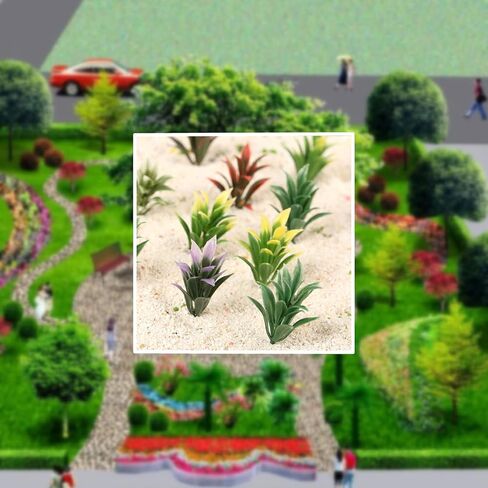 Yetaha 100PCS Mixed Model Plants Colorful Flowering Plants Railway Park Garden Scene Architecture Ornament Scenery Railroad Layout Scene Decoration, Height 4cm/1.57inch in Saudi Arabia