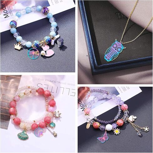 UNICRAFTALE متعدد الألوان سحر المعلقات 16 قطعة الفولاذ المقاوم للصدأ سحر ثقب صغير المعادن سحر الجوف شقة المعلقات لصنع المجوهرات DIY صياغة in Kuwait