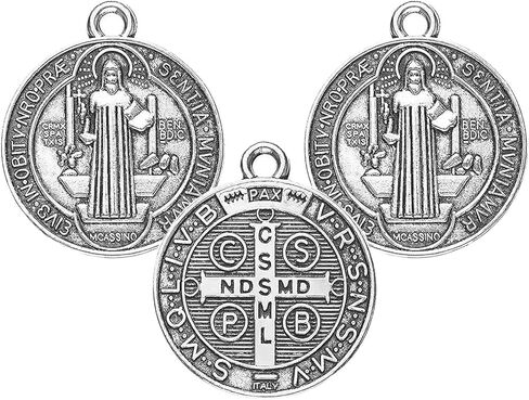 ميدالية SVICCOOKQ St Benedict، 100 قطعة من ميدالية Saint Benedict، ميدالية دي سان بينيتو معدنية 0.94 × 0.79 بوصة حماية من قلادة الشر هدايا عيد الميلاد للنساء والرجال صناعة المجوهرات. in Saudi Arabia