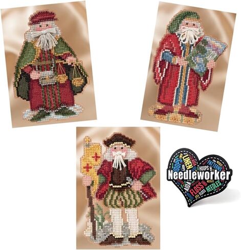 مجموعة Mill Hill Renaissance Santa Bundle (2016) مكونة من 3 مجموعات غرز متقاطعة مطرزة، بما في ذلك ملصق البندقية وفلورنسا وجنوة بالإضافة إلى ملصق "Needleworker" الزخرفي in Saudi Arabia
