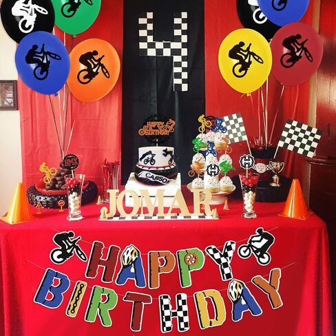 موساييل زينة حفلات اعياد الميلاد بالدراجة، لافتة بي ام اكس بي داي لتزيين الكيك وركوب الدراجات، زينة علوية للكب كيك، بالونات لاتكس لمحبي الرياضة المتطرفة، لوازم حفلات اعياد الميلاد، 51 قطعة in Kuwait