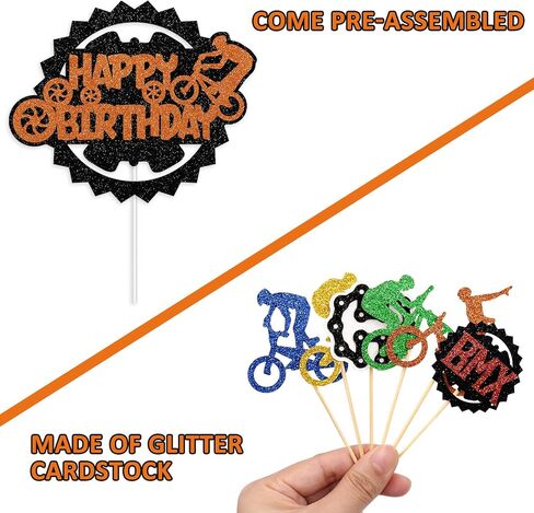 موساييل زينة حفلات اعياد الميلاد بالدراجة، لافتة بي ام اكس بي داي لتزيين الكيك وركوب الدراجات، زينة علوية للكب كيك، بالونات لاتكس لمحبي الرياضة المتطرفة، لوازم حفلات اعياد الميلاد، 51 قطعة in Kuwait