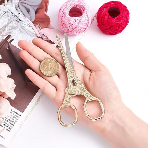 SUNNYCLUE 5.5Inch Sewing Scissors Vintage Stainless Steel European Tower Scissors for Fabric & Paper Cutting Craft Threading Household Daily Use Cross-Stitch, Rose Gold in Kuwait