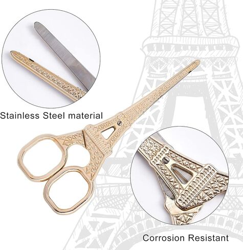 SUNNYCLUE 5.5Inch Sewing Scissors Vintage Stainless Steel European Tower Scissors for Fabric & Paper Cutting Craft Threading Household Daily Use Cross-Stitch, Rose Gold in Kuwait