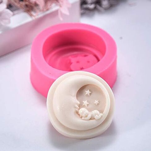 Cute Sleeping Baby Silicone Mold Moon Shape Soap Mold For Soap Making Handmade Silicone Candle Mould DIY Cake Decorating Tool in Saudi Arabia