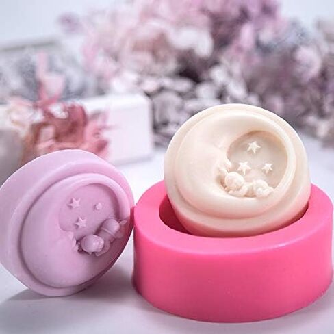 Cute Sleeping Baby Silicone Mold Moon Shape Soap Mold For Soap Making Handmade Silicone Candle Mould DIY Cake Decorating Tool in Saudi Arabia