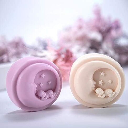 Cute Sleeping Baby Silicone Mold Moon Shape Soap Mold For Soap Making Handmade Silicone Candle Mould DIY Cake Decorating Tool in Saudi Arabia