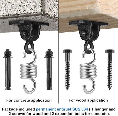 Heavy Duty Stainless Steel Hanging Kit: Swing Hangers and Hammock Spring and swing swivel spinner, Kglobal Swivel Hook and Locking Snap Hooks for Wooden Sets，tire swing swivel，Seat Trapeze Yoga in Kuwait