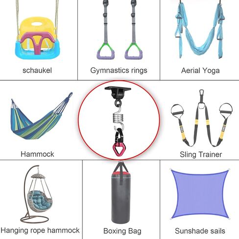 Heavy Duty Stainless Steel Hanging Kit: Swing Hangers and Hammock Spring and swing swivel spinner, Kglobal Swivel Hook and Locking Snap Hooks for Wooden Sets，tire swing swivel，Seat Trapeze Yoga in Kuwait