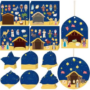Set of 18 Make a Nativity Scene Sticker Funny Christmas Crafts for Kids Jesus Stickers Nativity Scene Religious Stickers Build Your Own Christmas Crafts for Christmas Party Classroom Activity Favors in Kuwait