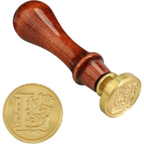 PATIKIL Letter Wax Seal Stamp, Alphabet S Wooden Handle 25mm Removable Retro Brass Head Classic Sealing Stamp for Envelope Invitation Card Wedding Gift Decoration