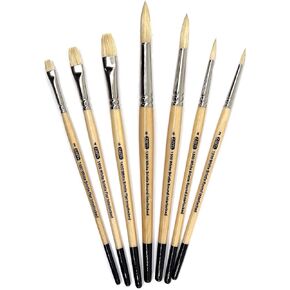 مجموعة فرشاة ZEM Brush المتشابكة ذات شعيرات الخنزير البيضاء ذات شكل دائري 2,4,6,8 ومسطحة 2,4,6 in Kuwait