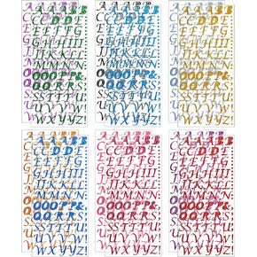 12 ورقة من Winorda ملصقات حروف الأبجدية اللامعة ذاتية اللصق ملصقات لامعة لصناعة الحرف اليدوية، 12 لونًا in Kuwait