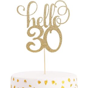 Hello 30 Glitter Cake Topper - 30th Wedding Anniversary Cake Topper, Party Cake Decoration，30ish, Happy 30th Birthday，Photo Props in Saudi Arabia