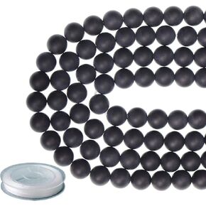 8mm Natural Matte White Howlite Round Gemstone Frosted 100Pcs Bulk Loose Beads for Jewelry Making with Stretch Beading Cord LPBeads