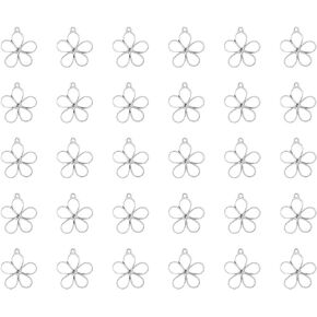 Ruwado 50 pcs Hollow Flower Charms Open Bezel Frame Pendants Vintage Small Cute Dangle Charms for Women DIY Jewelry Making Resin Pressed Flower Necklace Bracelet Accessories