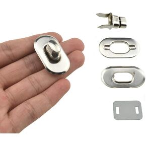 HAHIYO Twist Purse Closure Turn Locks Clip Clasps Easy Install with Online Instructions Picture for Wallet Briefcase Clutch Handbag 1.5 Inch Length Thin Metal Light Weight Silver 6 Sets with Washers