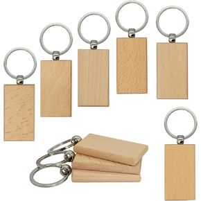 20 حزمة من فراغات نقش الخشب غير المكتملة سلسلة مفاتيح خشبية فارغة (مستطيل-2) in Kuwait