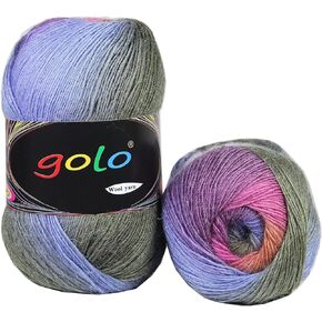 غزل الصوف golo للحياكة 550yd 0.22Ib Cachemire متعدد الألوان غزل قوس قزح (أرجواني متدرج)
