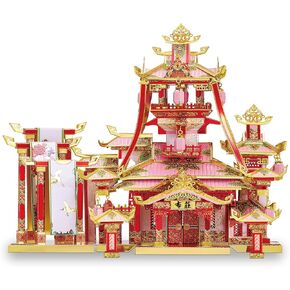 Piececool 3D Puzzles for Adults,Chinese Traditional Building Model Kits to Build for Teenagers Difficult 3D Metal Puzzle Educational Toys Gift Home Decor (Purple&Green)