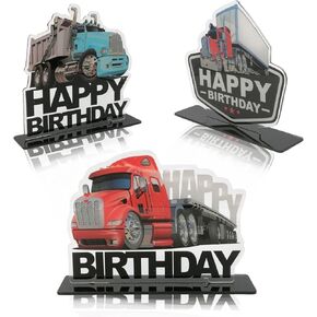 الشاحنات الثقيلة نصف شاحنة عيد ميلاد سعيد الجدول المركزية أعلى الجدول النقل موضوع ديكور لصبي فتاة في سن المراهقة 1 عيد ميلاد الطفل لوازم الاستحمام ديكورات التصوير الفوتوغرافي الاكريليك in Kuwait