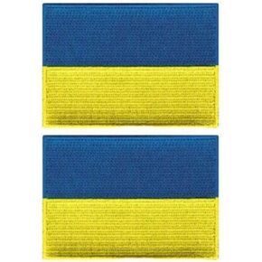 2Pcs Ukraine Flag Morale Embroidered Patches Hook and Loop Fastener Ukrainian States Tactical Military Applique sew on Emblem Badges Harnesses Shoulder Armband DIY Patch