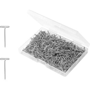 500 Pcs Stainless Steel T Pins Wig Pins Metal Sewing Pins Jewelry T Pin for Wig Making, Blocking, Knitting, Sewing Jewelry, Hanging Picture (with Box)