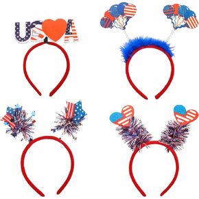 4 قطع من اكسسوارات رباط اليد من اليكسيو، اكسسوارات الولايات المتحدة الامريكية، قبعة ونجمة وعصابة راس رياضية، لوازم الحفلات الرياضية in Kuwait