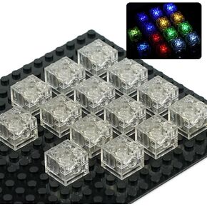 Light Up Bricks Kits Accessories Pack, 14pcs Classic 2x2 Clear LED Building Blocks Toys, Compatible with Major Brands